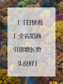 「甘快看」全省招商引资增长势头良好