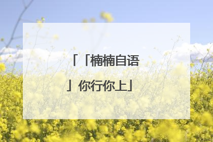 「楠楠自语」你行你上
