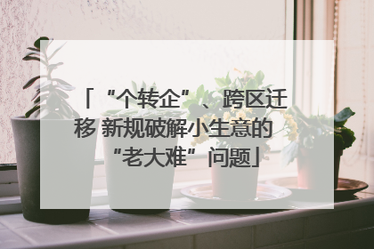 “个转企”、跨区迁移 新规破解小生意的“老大难”问题