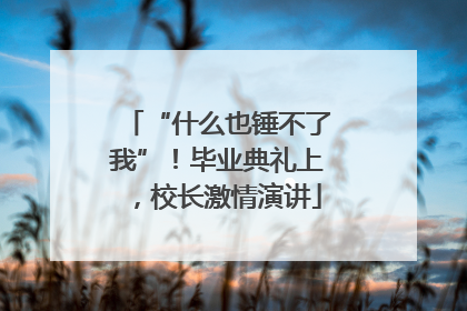 “什么也锤不了我”！毕业典礼上，校长激情演讲