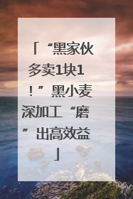 “黑家伙多卖1块1！”黑小麦深加工“磨”出高效益