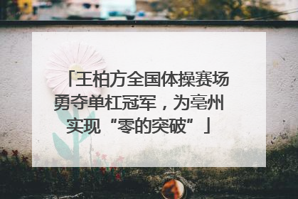 王柏方全国体操赛场勇夺单杠冠军，为亳州实现“零的突破”