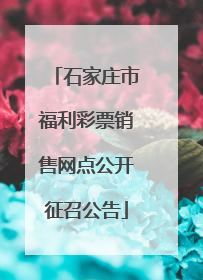 石家庄市福利彩票销售网点公开征召公告