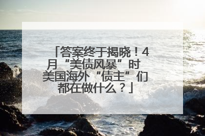 答案终于揭晓！4月“美债风暴”时 美国海外“债主”们都在做什么？