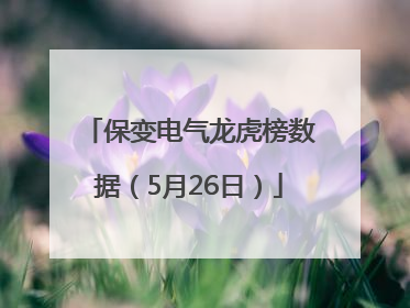 保变电气龙虎榜数据（5月26日）