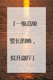 一级高级警长的她，拟升副厅