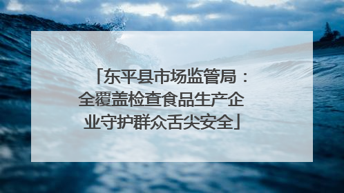 东平县市场监管局：全覆盖检查食品生产企业守护群众舌尖安全
