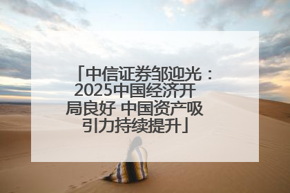 中信证券邹迎光：2025中国经济开局良好 中国资产吸引力持续提升