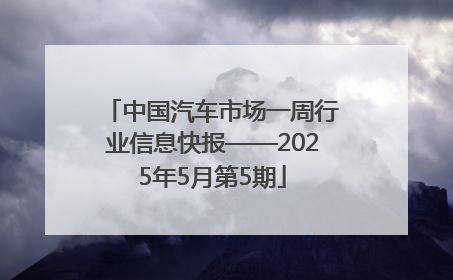 中国汽车市场一周行业信息快报——2025年5月第5期