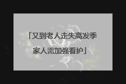 又到老人走失高发季 家人需加强看护