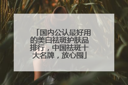 国内公认最好用的美白祛斑护肤品排行，中国祛斑十大名牌，放心囤