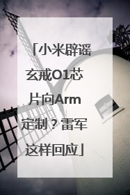 小米辟谣玄戒O1芯片向Arm定制？雷军这样回应