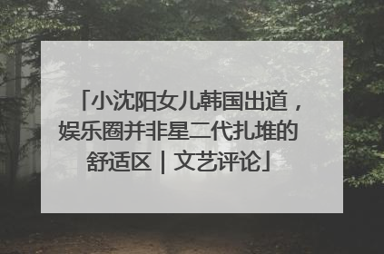 小沈阳女儿韩国出道，娱乐圈并非星二代扎堆的舒适区｜文艺评论