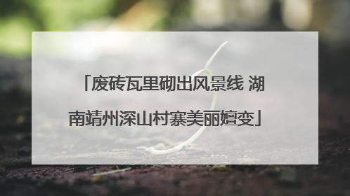 废砖瓦里砌出风景线 湖南靖州深山村寨美丽嬗变