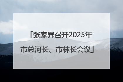 张家界召开2025年市总河长、市林长会议