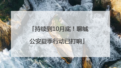 持续到10月底！聊城公安夏季行动已打响