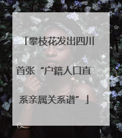 攀枝花发出四川首张“户籍人口直系亲属关系谱”
