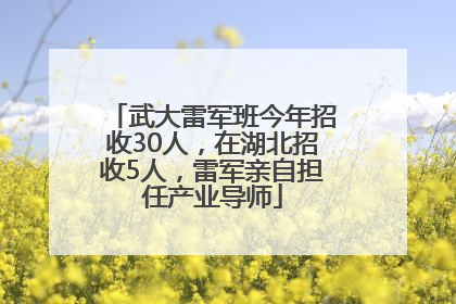 武大雷军班今年招收30人，在湖北招收5人，雷军亲自担任产业导师