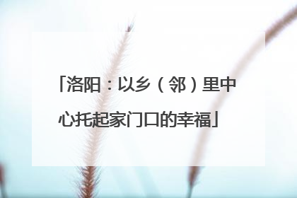 洛阳：以乡（邻）里中心托起家门口的幸福