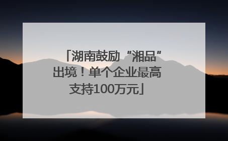 湖南鼓励“湘品”出境！单个企业最高支持100万元