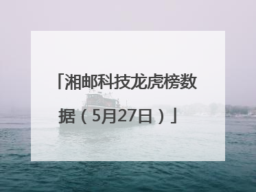 湘邮科技龙虎榜数据（5月27日）