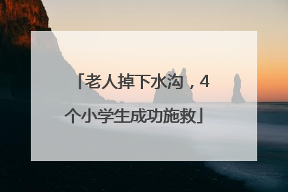 老人掉下水沟，4个小学生成功施救