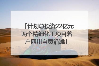 计划总投资22亿元 两个精细化工项目落户四川自贡沿滩