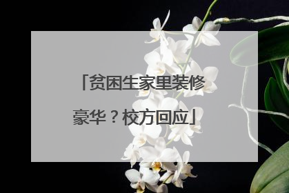 贫困生家里装修豪华？校方回应