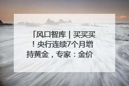 风口智库｜买买买！央行连续7个月增持黄金，专家：金价或仍易涨难跌