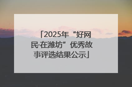 2025年“好网民·在潍坊”优秀故事评选结果公示